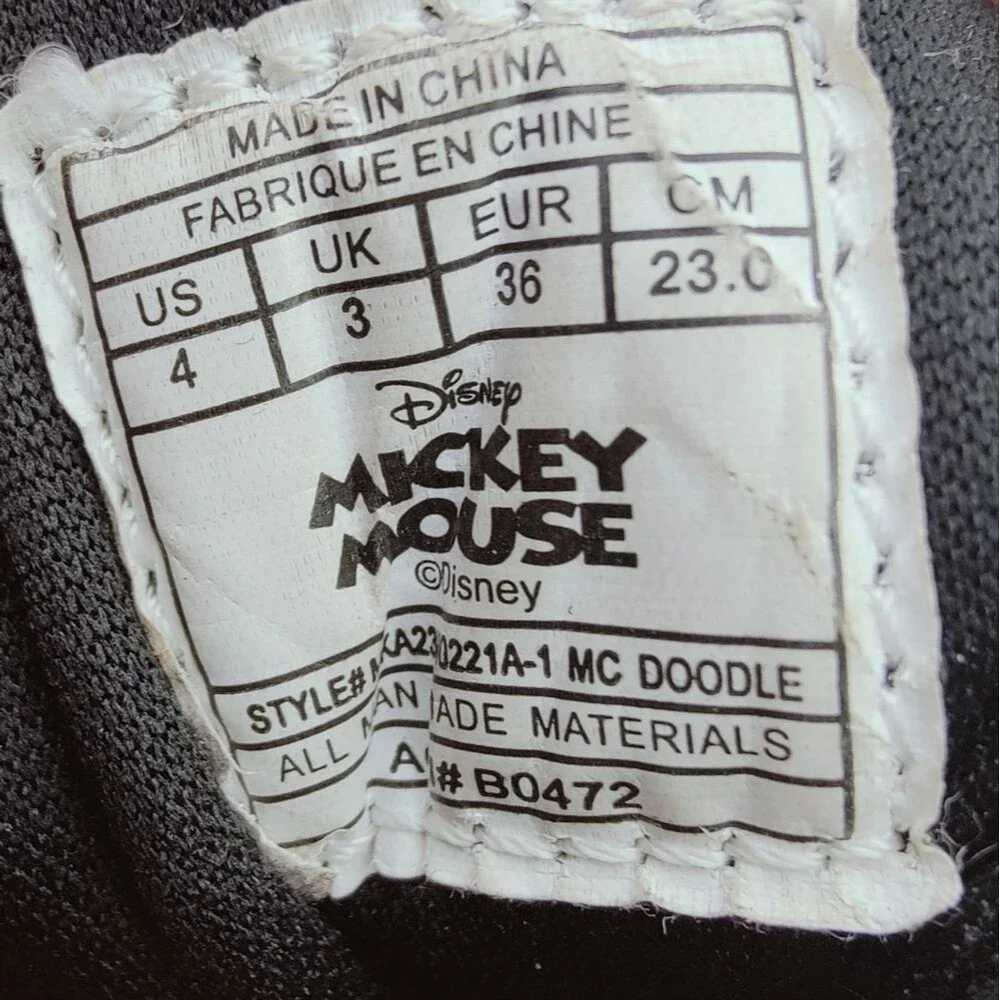 Rare Disney Mickey Mouse Multicolor Doodle High Top Sneakers, Sz 4